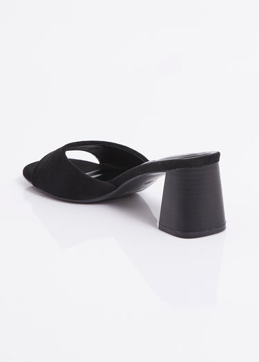 Mules suédine à talon façon lamellé Noir