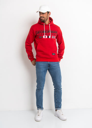 Sweat à capuche drapeaux poche kangourou Rouge