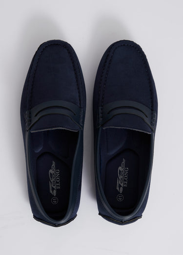 Mocassins plats en suédine et simili Marine