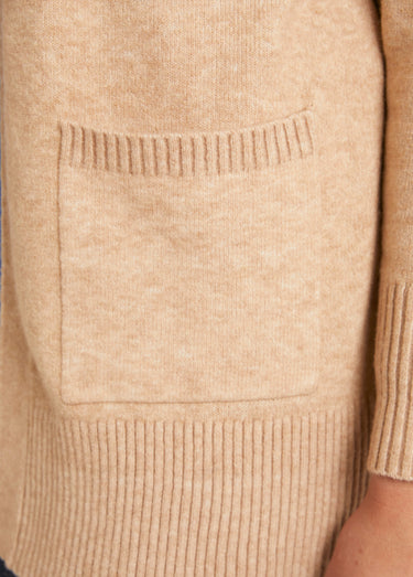 Gilet chiné long bord à bord avec laine Sable