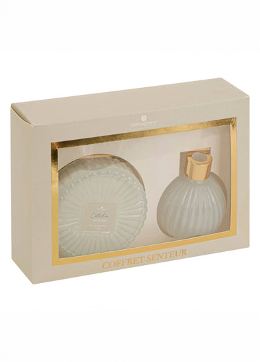 Coffret Senteur : bougie + diffuseur Thé blanc