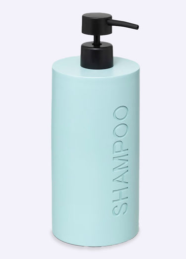 Distributeur pompe savon 1L avec texte Shampooing bleu
