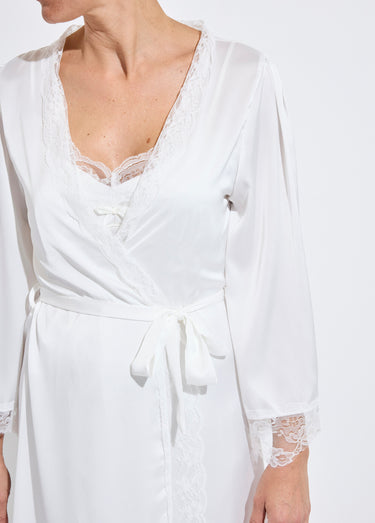Nuisette longue en satin + déshabillé Blanc
