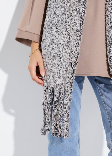 Echarpe chaude en polaire façon sherpa Gris Fonce
