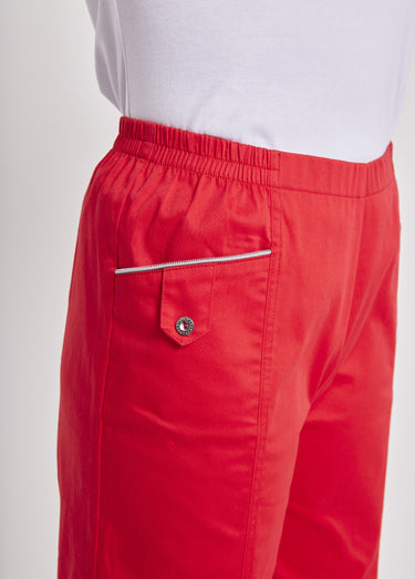 Bermuda revers ceinture semi-élastiquée Rouge