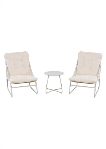 Salon de jardin capitonné, pieds métal Beige