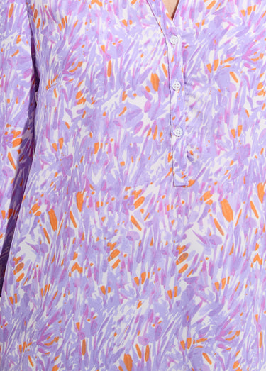 Tunique ample longue imprimée manches 3/4 Imprime Violet