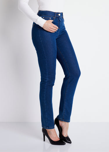 Jean 5 poches ceinture extensible coton stretch Bleu