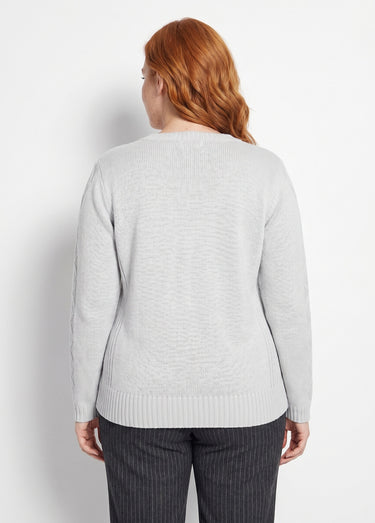Gilet zippé uni mi-long maille épaisse Argent