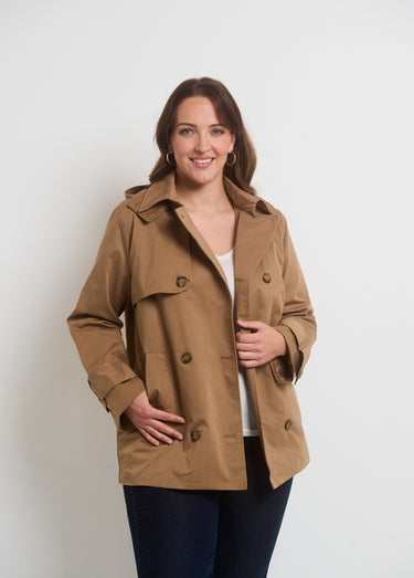 Trench à capuche double boutonnage Beige