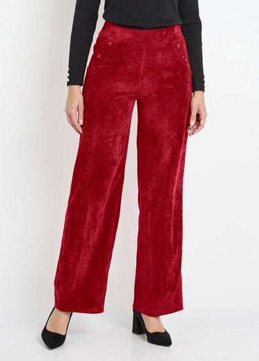 Pantalon large velours milleraies Cassis