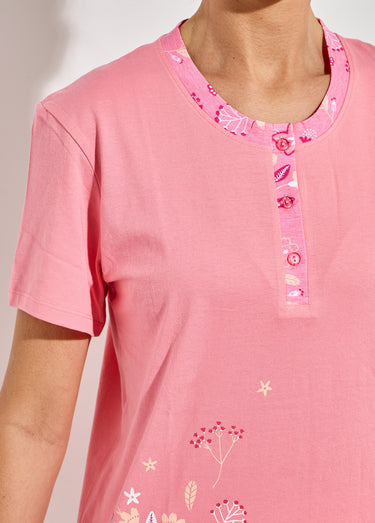 Pyjama fleuri manches courtes et corsaire Rose