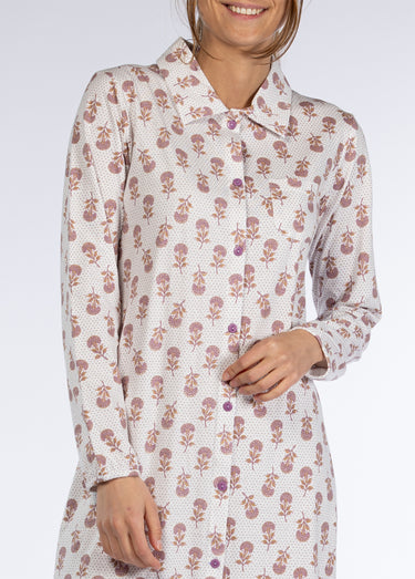 Chemise de nuit manches longues boutonnée Violet