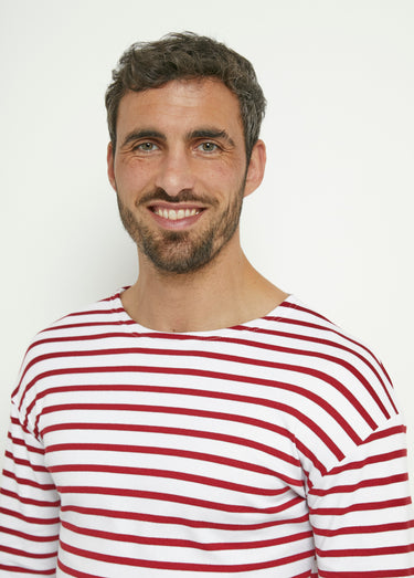 T-shirt marinière rayée manches longues Blanc/Rouge