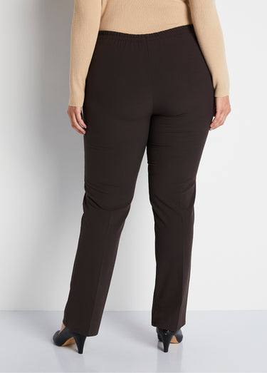 Pantalon droit taille semi-élastiquée Marron
