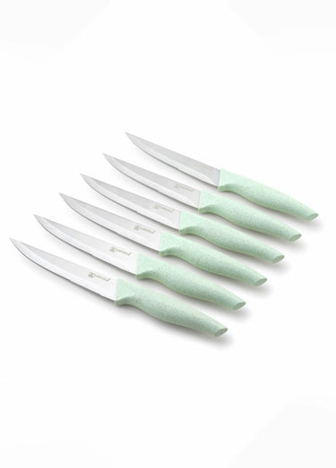 6 couteaux à steak lame acier 23,5cm Wheat Vert