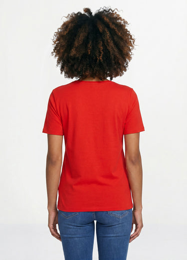 T-shirt manches courtes brodé ou imprimé Uni Corail