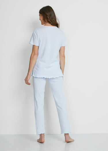 Pyjama détails tulle brodé Bleu Ciel
