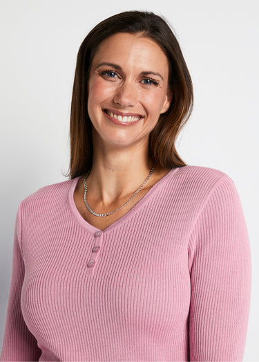 Pull encolure tunisienne avec laine mérinos Rose Poudre