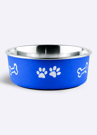 Ecuelle en inox, base caoutchouc Bleu