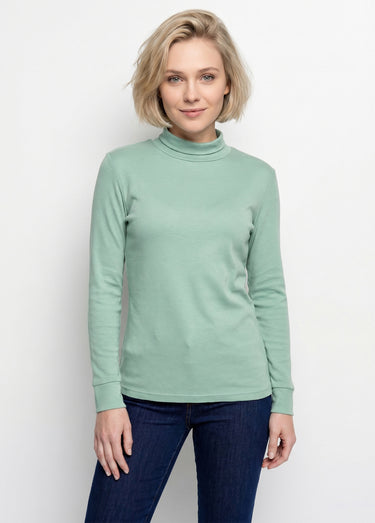 Sous-pull chaud col roulé maille interlock unie Vert
