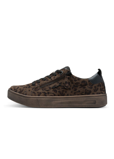 Baskets semelle épaisse avec zip et lacets Leopard