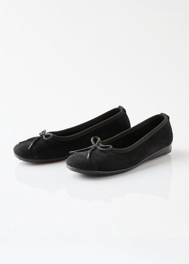 Ballerines souples largeur confort cuir velouté Noir