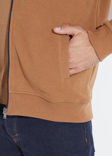 Gilet zippé doux en maille, col montant Beige