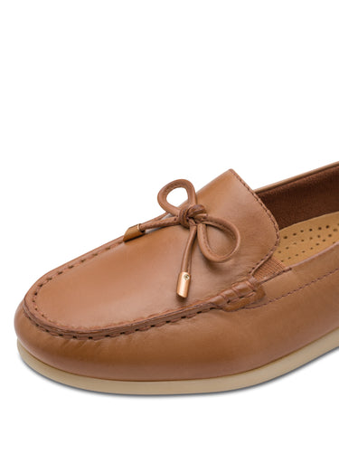 Mocassins confort cuir semelle compensée Cognac