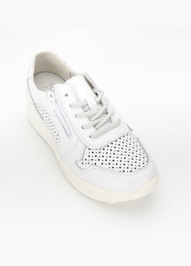 Baskets zippées en cuir compensées Blanc