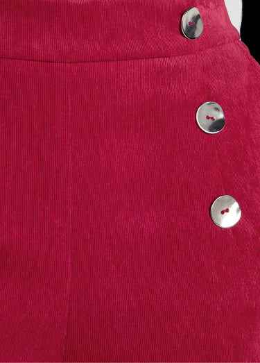 Pantalon large velours milleraies effet pont Rouge