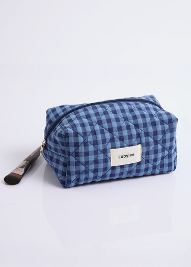 Trousse de toilette matelassée carreaux Bleu