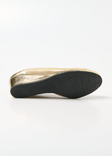Ballerines compensées cuir largeur confort bi-matière Dore