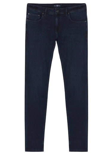 Jean 5 poches en denim, coupe fittée Bleu Marine