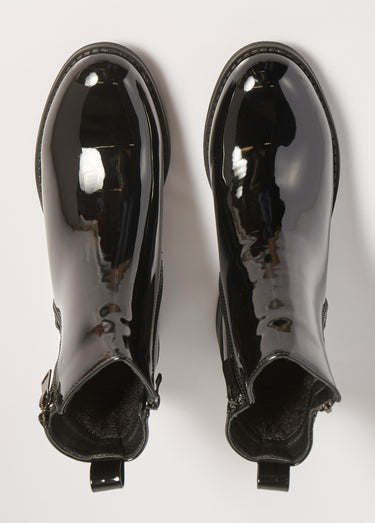 Boots vernies à talon avec double zip Vernis Noir