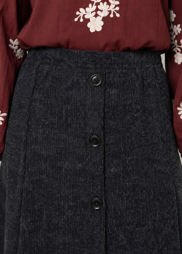 Jupe mi longue évasée maille chaude unie Noir