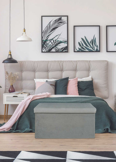 Banc coffre en velours cotelé GIULIA Gris