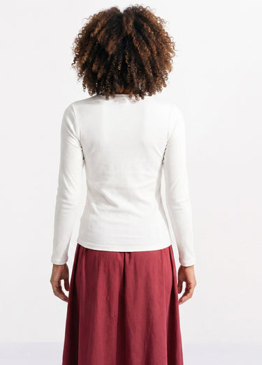 T-shirt manches longues col danseuse Beige