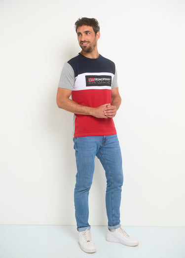 T-shirt tricolore logo poitrine Gris