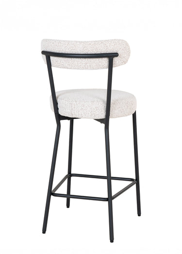 Tabouret de bar bouclette, structure métal Blanc