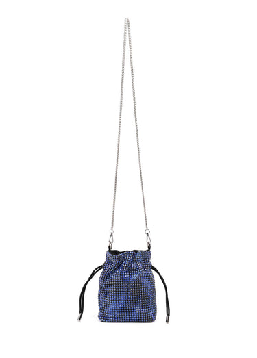 Sac bourse bandoulière maille de strass Bleu