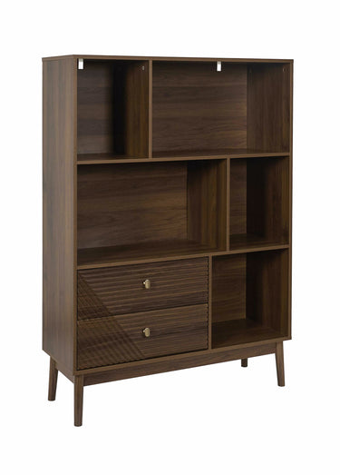 Bibliothèque en bois foncé rainuré Marron