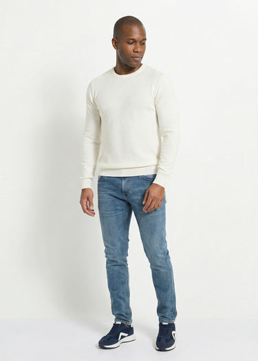 Pull maille fantaisie avec col rond Ecru
