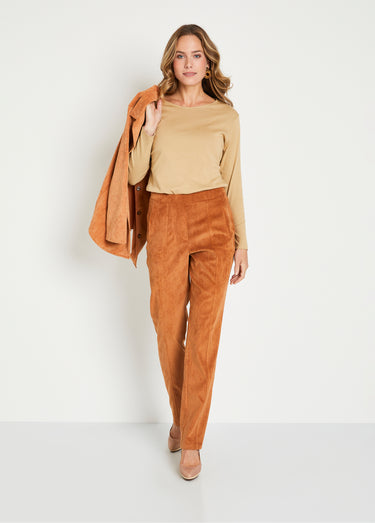 T-shirt marinière court coton manches longues Uni Camel