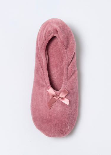 Chaussons ballerines velours élastiqués Rose Fonce