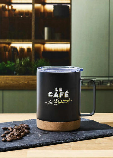 Mug de transport isolant, base liège Noir