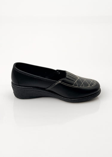 Mocassins cuir largeur confort élastiqués Noir