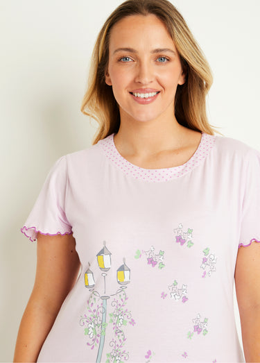 Pyjama court coton imprimé Parme