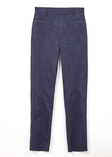 Pantalon droit suédé effet ventre plat Marine