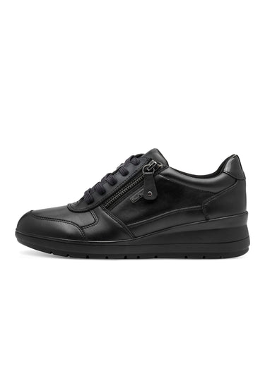 Derbies compensés en cuir à lacets Noir